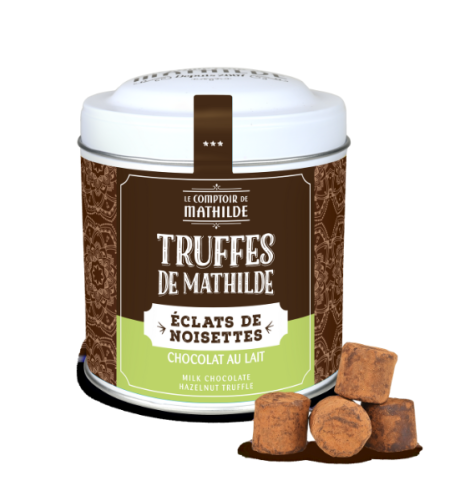 Milk Chocolate Truffles with Hazelnuts in a Metal Tin – 200g