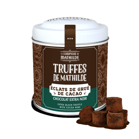 "Mathilde" Čoko trufle sa crnom čokoladom i kakao komadićima u metalnoj kutiji - 200g