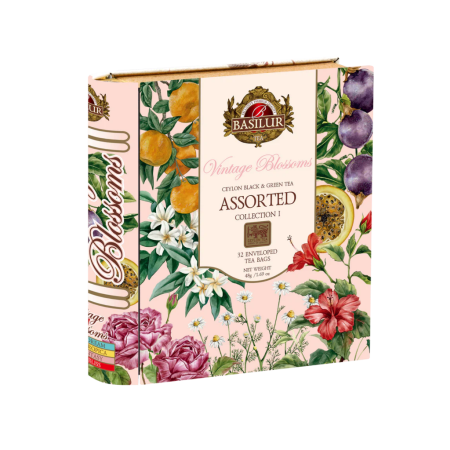 Basilur Tea Book Collection – Vintage Blossoms Assorted – 4 Flavors – 32 Tea Bags